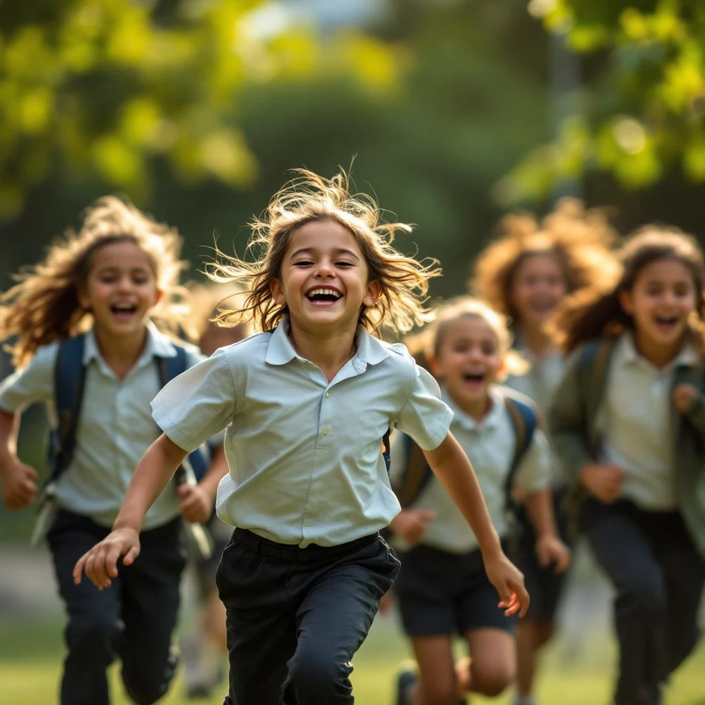 Niños felices en colegio